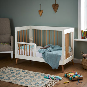 Obaby Maya Mini 2 Piece Room Set - White Cot Front Open In Room