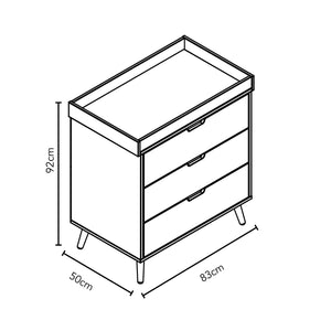 Obaby Maya Mini 3 Piece Room Set - White Changing Table Dimensions