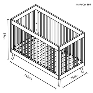 Obaby Maya 3 Piece Room Set - White Cot Dimensions