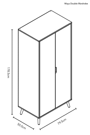 Obaby Maya Double Wardrobe – White or Slate Dimensions