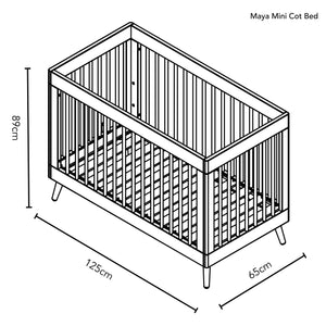 Obaby Maya Mini Cot Bed White Dimensions