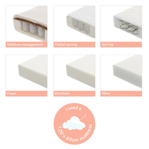 Obaby Maya Mini 3 Piece Room Set - White Cot Mattress  Options