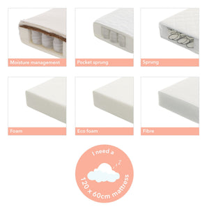 Obaby Maya 3 Piece Room Set - White Cot Mattress  Options