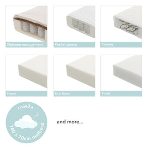 Obaby Whitby Cot Bed - White Mattress Options