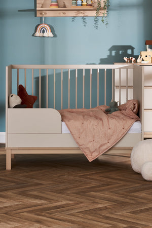 Obaby Astrid Mini Cot Bed - Satin - Front Open In Room